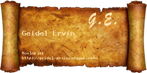 Geidel Ervin névjegykártya